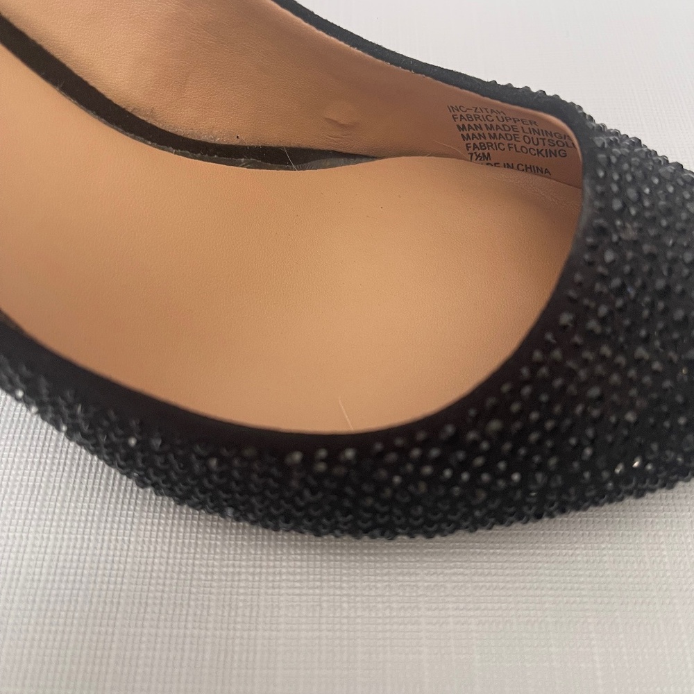 INC International Concepts Beaded Black Pointed Toe Stiletto Slip-On Pumps